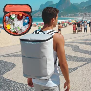 Imagem de Mochila Cooler Térmica Impermeável Praia Cerveja Caixa Térmica Flexivel (Cinza)