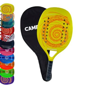 Imagem de Raquete Beach Tennis Carbono Profissional Com Capa Protetora Treino e Competição (Amarela Circle)