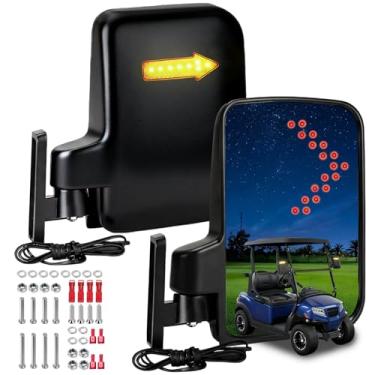 Imagem de Espelhos laterais de carrinho de golfe com luz de seta de LED para carrinho de golfe retrovisor para carro de clube EZGO Yamaha espelhos laterais de golfe