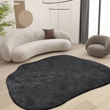 Imagem de Tapete irregular para sala de estar, decoração moderna, tapete grande para sofá, quarto, cabeceira, tapete felpudo e macio para chão (100 x 200 cm / TS023-flanela-10)
