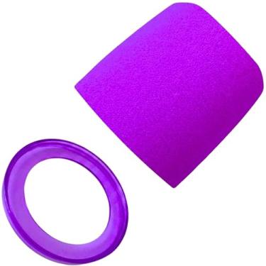 Imagem de RhymKawa Purple Pop Filter Compatible with Shure MV7 MV7+ MV7X Mic - High Density Foam Windscreen with Luminous Glow-in-The-Dark Blue Ring for Night Streamer Setup