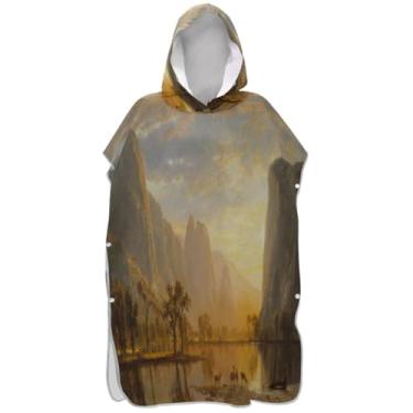 Imagem de Joisal Paisagem Yosemite Art Surf Poncho Trocador Adulto Secagem Rápida Ponchos para Mulheres Praia Banho Com Capuz Toalhas