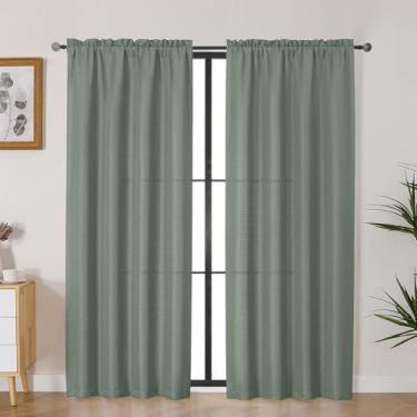 Imagem de Lecloud Bessie Cortinas verdes sálvia para decoração de quarto de 182 cm de comprimento, 2 peças, cortinas de janela de privacidade doméstica com filtro de luz para sala de estar, cortinas macias e
