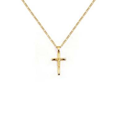 Imagem de Gracayfr Colar Cristão Cruz Zircônia Cúbica Starburst Strass Colar Jesus Crucifixo Banhado a Ouro 14K Pingente FaithHeart Joias Presente Para Mulheres, Aço inoxidável, Sem Pedra Preciosa