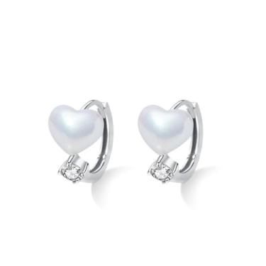 Imagem de GemKing DM110002-S-W-WH Design moderno joias finas femininas prata esterlina 925 hipoalergênico ródio fosco ouro 18K brincos de argola, Prata esterlina, Sem pedra preciosa