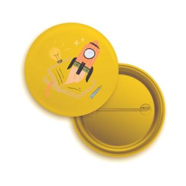 Imagem de Broches com Design de Foguete e Livro, Tema Educacional e Inovação, Branco, Pack com 10 Unidades (20, Amarelo)