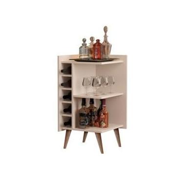 Imagem de Aparador Canto Sala De Estar com Adega Bar Retrô Prateleira Organizadora para Hall De Entrada, Ideal para Famílias e Amantes de Decoração(Off White)