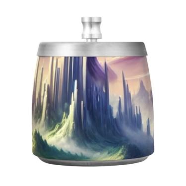 Imagem de Cinzeiros domésticos roxos Dreamlike City, cinzeiros inoxidáveis, cinzeiro de pé ao ar livre para pátio