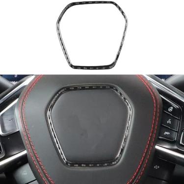 Imagem de NVCNX Para C8 Corvette Accessories Adesivo de sobreposição grossa de fibra de carbono real decalque capa de roda de motorista de carro acabamento interior 1 peça para Stingray / Z06 / E-Ray 2020 2021