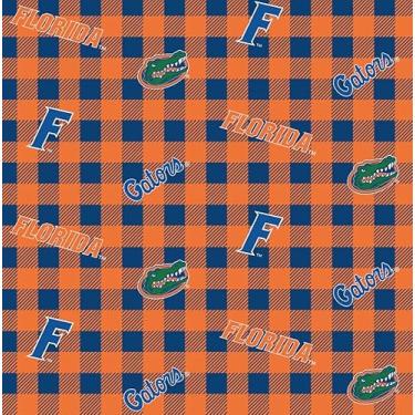 Imagem de University of Florida Gators Buffalo Plaid Tecido 100% algodão oficialmente licenciado pela Sykel Enterprises – 1 jarda pré-cortado