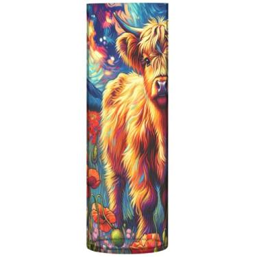 Imagem de Vasos e vasos de plástico de papoula highland cow, vaso cilíndrico, buquê, decorações de flores para quarto, 30 cm x 9,9 cm