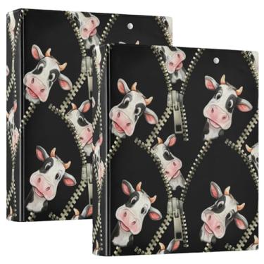 Imagem de Pastas personalizadas com zíper aberto com três argolas de 3 cm, 200 folhas, caderno, anel redondo, fichário, 31,5 x 27 x 6 cm, pacote com 2