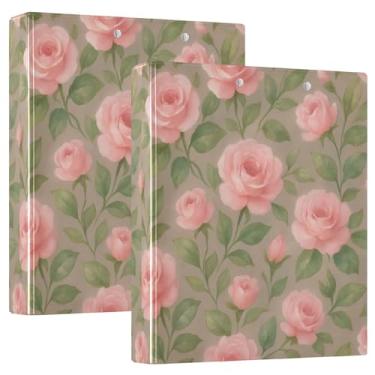 Imagem de Fichários personalizados vintage rosas rosas 3,8 cm, 3 anéis, comporta 200 folhas, pastas, fichário planejador, anel redondo, 31,5 x 27 x 6 cm, pacote com 2