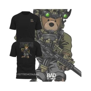 Imagem de Camiseta Tática Masculina De Algodão Respirável Manga Curta Gola Redon