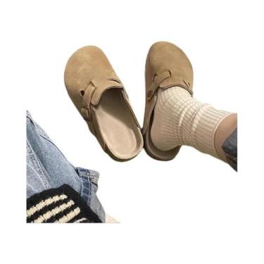 Imagem de Sandálias Femininas Retrô De Camurça Com Salto Slingback, Sola Macia, 