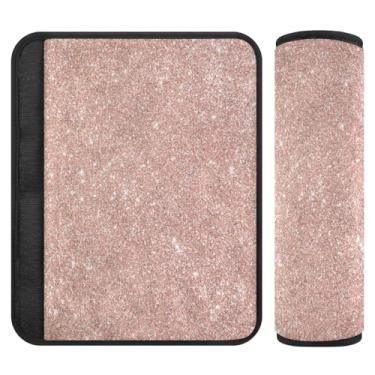 Imagem de Capa de cinto de segurança macia com glitter ouro rosa, acolchoada com algodão, almofada de ombro para alça de bolsa, almofadas de alça de assento de carro para bebês