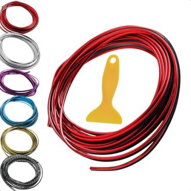 Imagem de Fita Friso Decorativo para Painel Interno de Carro 5m Flexível Universal com Espátula Acabamento Premium Automotivo (Vermelho)