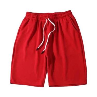 Imagem de Calça reta de praia masculina casual, shorts esportivos de corrida, mo