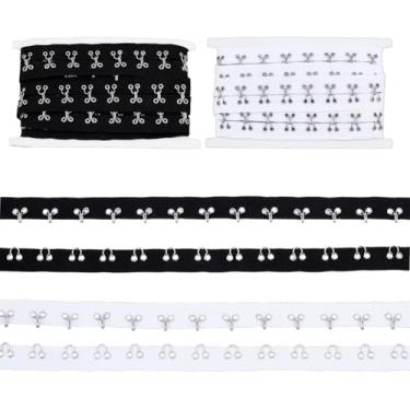 Imagem de NBEADS Fita de gancho e olhal de 2 cores, gancho de 0,96 polegadas de largura, acessórios de vestuário de algodão para costura de sutiã, faça você mesmo, espartilho, acolchoado, decorações de roupas