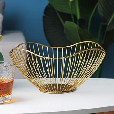 Imagem de Cesta de frutas criativa de ferro forjado, sala de estar, casa, mesa de café, tigela de frutas, armazenamento de lanches, rede nórdica, prato de frutas vermelhas