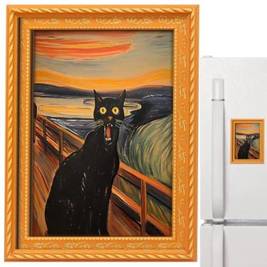 Imagem de Ímãs para Colocar no Frigorífico - Sinal Adesivo Com Gato Em Estilo Pintura A Óleo - Ímãs Fortes Para Geladeira Com Moldura De | Para Cozinha Sala Brinquedoteca Escola Local De Trabalho Armário