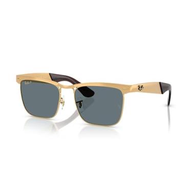 Imagem de Óculos de Sol Ray-Ban Polarizado Wayfarer Deluxe 0RB3875 92763R Tam 56 / Ouro - Lentes Azul