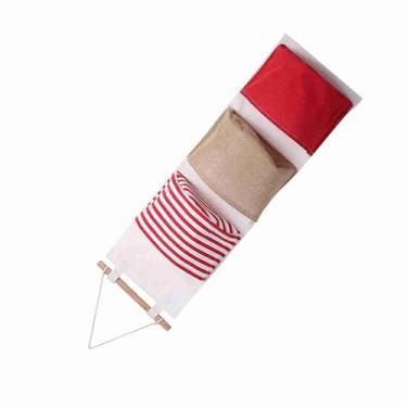 Imagem de Phefop Cabide de Porta Extensor de Peixe, Prateleiras Suspensas, Saco de Armazenamento de Linho Pendurado, Grande Capacidade Com Suporte de Resistência à água para Armário de Quarto, Brinquedos,