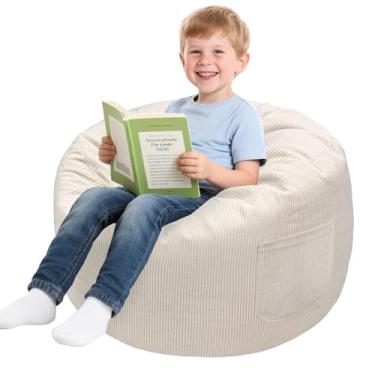 Imagem de Lukeight Puff Cadeira com espuma viscoelástica e capa de veludo cotelê removível para crianças, adolescentes e adultos, sofá aconchegante para sala de estar, poltrona de pufe para jogos, leitura