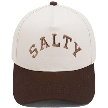 Imagem de Boné de beisebol de algodão salgado de dois tons estilo caminhoneiro bege/marrom