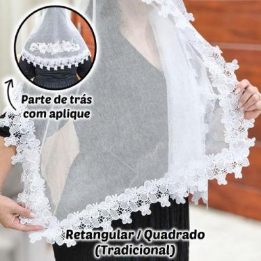 Imagem de Véu Ccb Congregação Cristã Renda Guipir Aplique Floral Adulto (modelo 