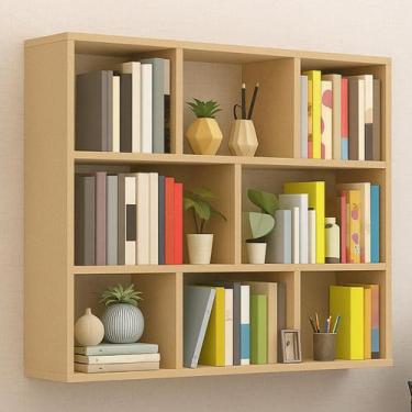 Imagem de Estante Decorativa MDF Cru 90x90x20cm resistente Multiuso - SIXTEEN DE