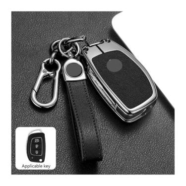 Imagem de Capa protetora para chave de carro compatível com Hyundai /ix25/ix35/i10/i30/Solaris/Tucson/Sonata/Santa Fe/Sport/Mistra/Elantra/Creta/Verna 2018(C-gun black chain)