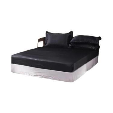 Imagem de Conjunto De Roupa De Cama Em Seda Sintética Satin Tamanho Full Queen K