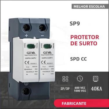 Imagem de Protetor De Surto De Alta Tensão DC GEYA GSP9 600V 1000V 20KA 40KA 2P 