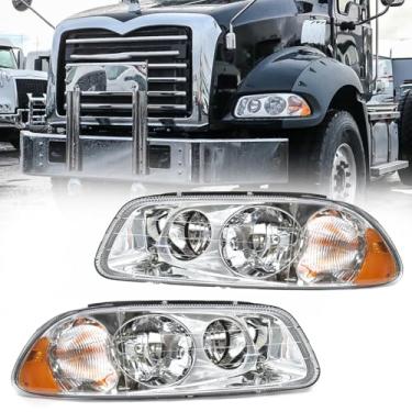 Imagem de aostirmotor Conjunto de farol adequado para semi-caminhões MACK GU4 GU5 GU7 CT713 GU8 CX CXN CXU CTP, par de faróis cromados