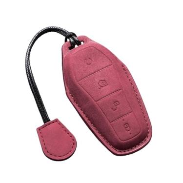 Imagem de Capa para chave de carro com suporte, compatível com BYD Second Song Tang Pro Qin Generation Han Ev Dm PLUS MAX Yuan Atto 3 Dolphin acessório(D-red keyring)