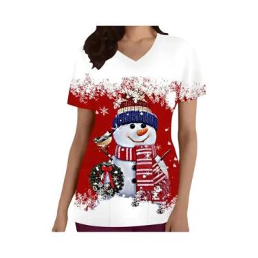 Imagem de Camisetas Adultas Com Decote Em V Tamanhos S-3XL Roupas De Trabalho Ta