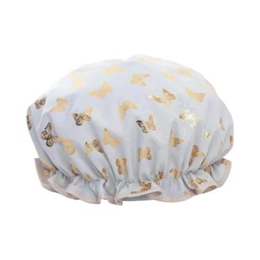 Imagem de Touca De Banho Dupla Em Algodão Terylene Impermeável Com Estampa Doura