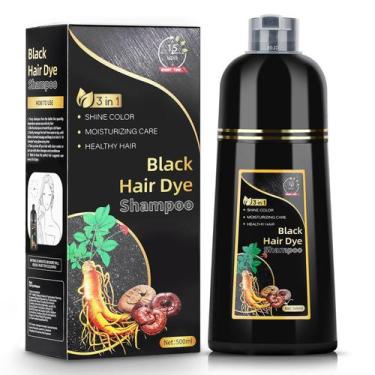 Imagem de Shampoo de tintura de cabelo AUSGREER Black 3 em 1 500mL para mulheres