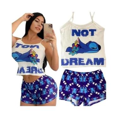 Imagem de Conjunto De Yoga De Verão Kawaii Disney Stitch Com Manga Curta, Pijama