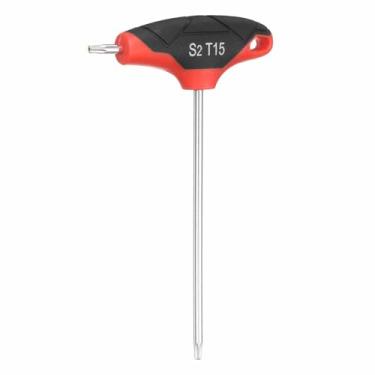 Imagem de HARFINGTON Chave Torx T-Handle T15 S2 Chave em T de Extremidade Dupla de Aço Chave de Fenda Torx Chave de Fenda Hexagonal Ferramenta para Manutenção Doméstica Automotiva, Vermelho Preto