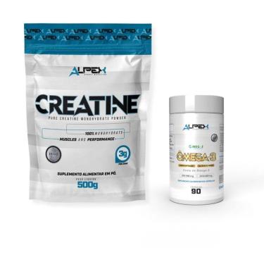 Imagem de Kit Creatina Pura 500g Refil + Ômega 3 Selo Meg3 90 Caps - Alpex Sports Nutrition-Unissex