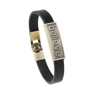 Imagem de Pulseira de couro vintage de 1 peça para homens - NONE, Acredite, Pret