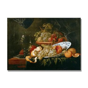 Imagem de NHLDZYH Vintage Fruta Ainda Vida Tela Retro Frutas Motivo Estilo Country Decoração de Parede para Cozinha e Sala de Jantar. B20. 70 x 98 cm. Apenas Tela