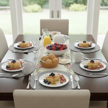 Imagem de Kit Lugar Americano Redondo Polipropileno PP 38cm Mesa Posta 2 Unid Prata