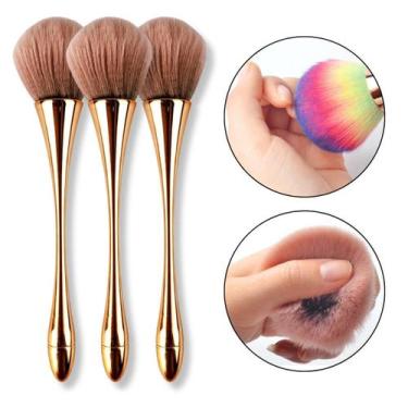 Imagem de Kit 3 Pincéis Espanador Ergonômico Cerda Grande Macia Unha - Arte Sedu