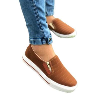 Imagem de Tênis Sapatênis Feminino Casual Sapatilha Slip On Com Zíper - ALIANÇA 