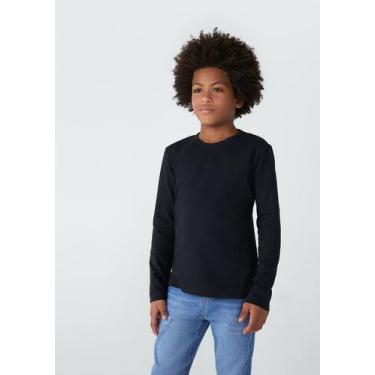 Imagem de Camiseta  Infantil  Manga Longa Tam 1 A 16 - Hering, 014, Preto