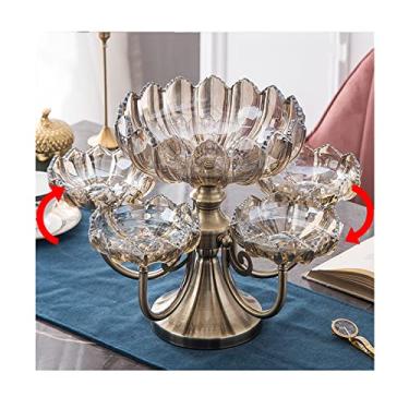 Imagem de Pratos de frutas decoração vidro cristal multicamadas prato de frutas casa sala de estar mesa de café luz criativa luxo dividido lanche prato de doces pratos de frutas/prato de frutas (cor: Seis