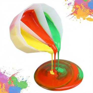 Imagem de Copos divididos de silicone, copo de mistura de resina de compartimento duplo espesso reutilizável com separador, ferramenta de pintura para arte fluida de artesanato em resina, derramamento de